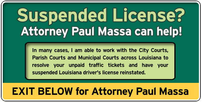 Harahan, Louisiana Suspended License Attorney Paul Massa Graphic 1